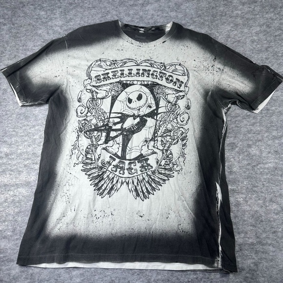 Jack Skellington Disneyland T-Shirt Mens XL Black Bleached  Gothic Halloween - Picture 2 of 7